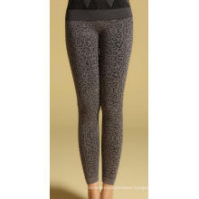 Womens Leopard Jacquard Seamless French Terry Leggings